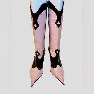 Vero Cuoio Vintage Pink & Brown Cowboy Stiletto Boots | EU38, US7.5